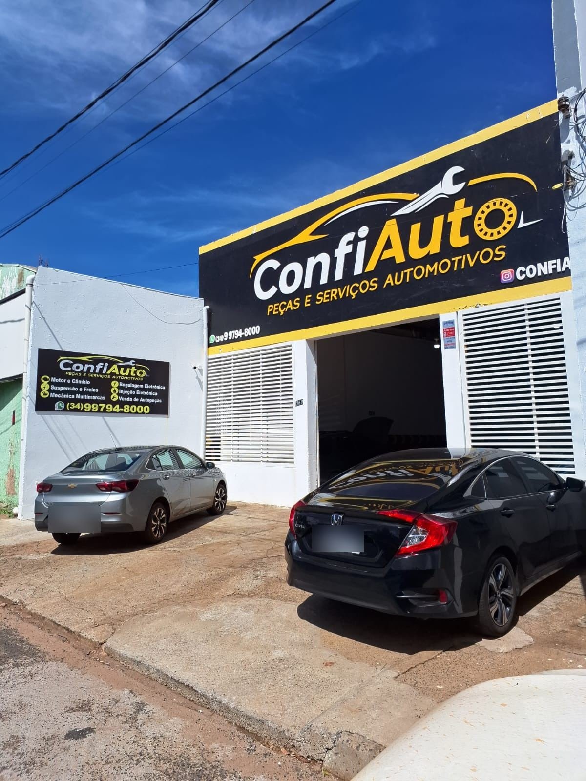 Fachada da Confiauto Peças e Serviços Automotivos, na Av. Monsenhor Eduardo, Bairro Bom Jesus, Uberlândia